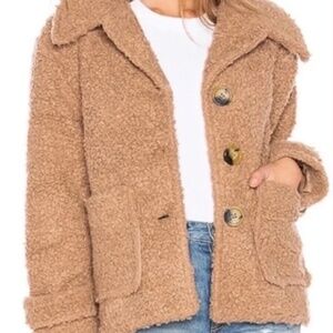 Free People So Soft Cozy Teddy Bear Coat (set of 2- black (s) and tan (xs))